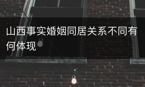 山西事实婚姻同居关系不同有何体现
