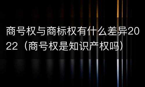 商号权与商标权有什么差异2022（商号权是知识产权吗）