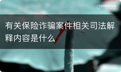 有关保险诈骗案件相关司法解释内容是什么