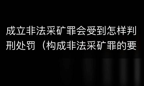 成立非法采矿罪会受到怎样判刑处罚（构成非法采矿罪的要件）