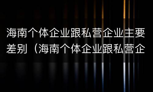 海南个体企业跟私营企业主要差别（海南个体企业跟私营企业主要差别在哪）