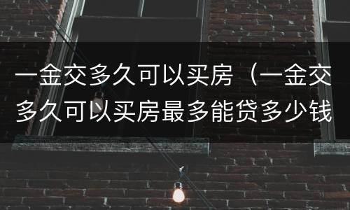 一金交多久可以买房（一金交多久可以买房最多能贷多少钱）