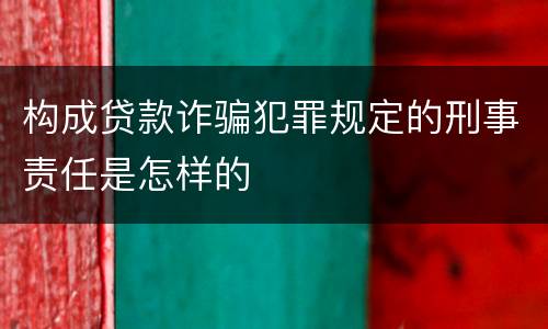 构成贷款诈骗犯罪规定的刑事责任是怎样的