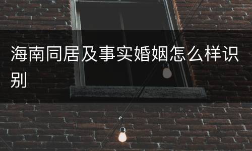 海南同居及事实婚姻怎么样识别