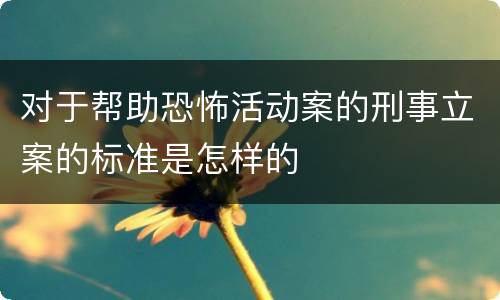 对于帮助恐怖活动案的刑事立案的标准是怎样的