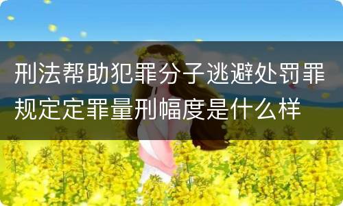 刑法帮助犯罪分子逃避处罚罪规定定罪量刑幅度是什么样