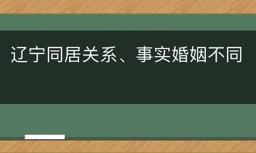 辽宁同居关系、事实婚姻不同