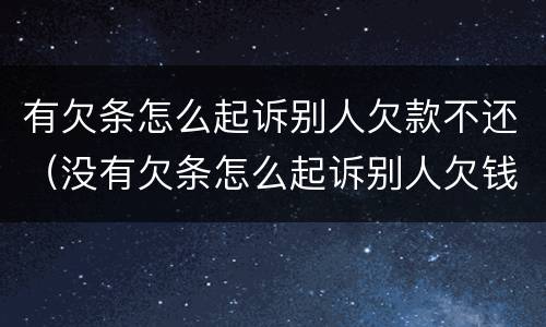 有欠条怎么起诉别人欠款不还（没有欠条怎么起诉别人欠钱不还）