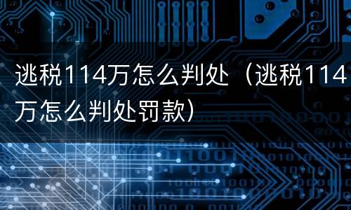 逃税114万怎么判处（逃税114万怎么判处罚款）