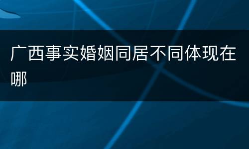 广西事实婚姻同居不同体现在哪