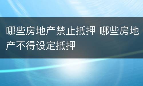 哪些房地产禁止抵押 哪些房地产不得设定抵押