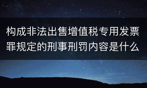 构成非法出售增值税专用发票罪规定的刑事刑罚内容是什么