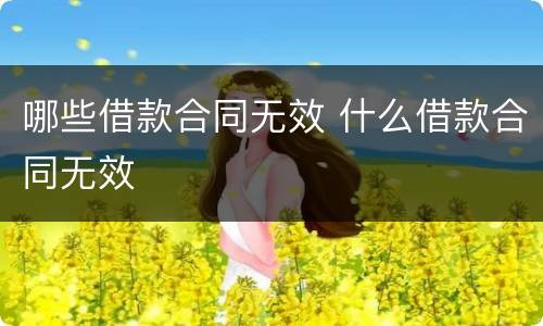 哪些借款合同无效 什么借款合同无效