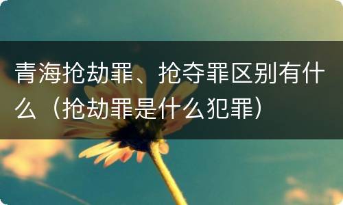 青海抢劫罪、抢夺罪区别有什么（抢劫罪是什么犯罪）