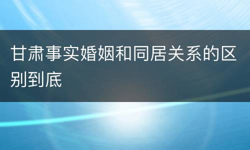 甘肃事实婚姻和同居关系的区别到底