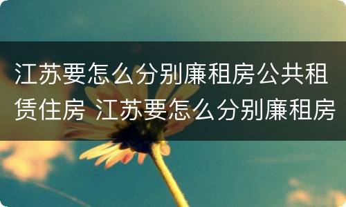 江苏要怎么分别廉租房公共租赁住房 江苏要怎么分别廉租房公共租赁住房和住宅