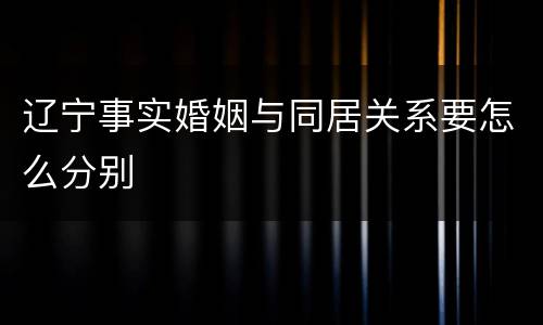 辽宁事实婚姻与同居关系要怎么分别