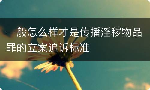 一般怎么样才是传播淫秽物品罪的立案追诉标准