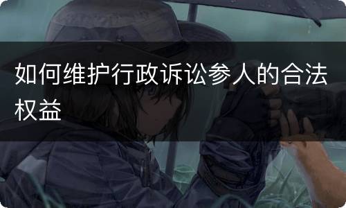 如何维护行政诉讼参人的合法权益