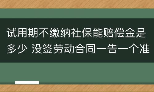 试用期不缴纳社保能赔偿金是多少 没签劳动合同一告一个准吗