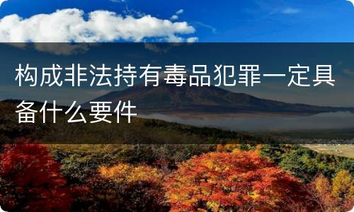 构成非法持有毒品犯罪一定具备什么要件