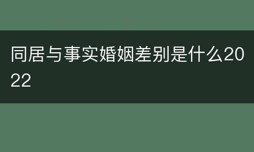 同居与事实婚姻差别是什么2022