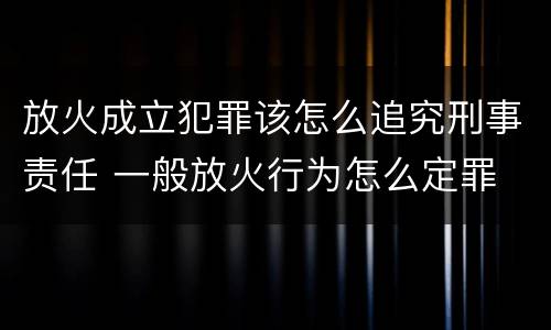 放火成立犯罪该怎么追究刑事责任 一般放火行为怎么定罪