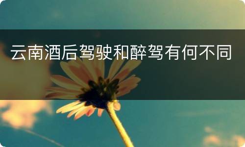 云南酒后驾驶和醉驾有何不同