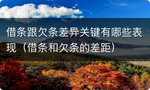 借条跟欠条差异关键有哪些表现（借条和欠条的差距）