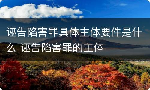 诬告陷害罪具体主体要件是什么 诬告陷害罪的主体