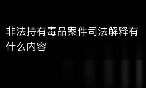 非法持有毒品案件司法解释有什么内容