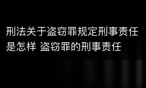 刑法关于盗窃罪规定刑事责任是怎样 盗窃罪的刑事责任