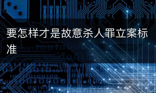 要怎样才是故意杀人罪立案标准