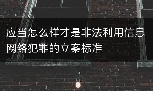 应当怎么样才是非法利用信息网络犯罪的立案标准