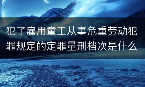 犯了雇用童工从事危重劳动犯罪规定的定罪量刑档次是什么样的