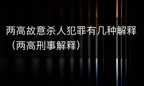 两高故意杀人犯罪有几种解释（两高刑事解释）
