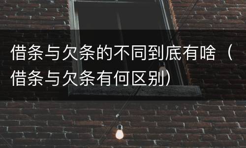 借条与欠条的不同到底有啥（借条与欠条有何区别）