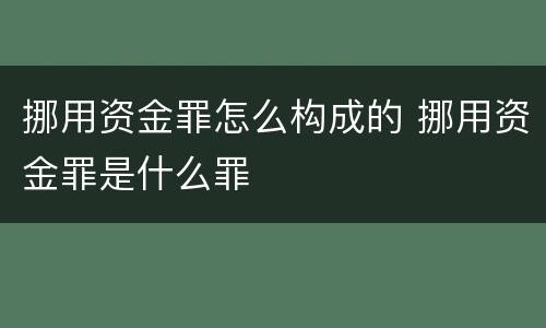 挪用资金罪怎么构成的 挪用资金罪是什么罪