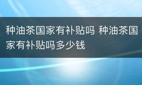 种油茶国家有补贴吗 种油茶国家有补贴吗多少钱