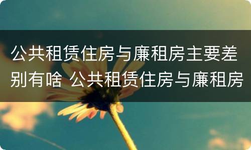 公共租赁住房与廉租房主要差别有啥 公共租赁住房与廉租房主要差别有啥特点