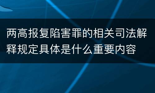 两高报复陷害罪的相关司法解释规定具体是什么重要内容