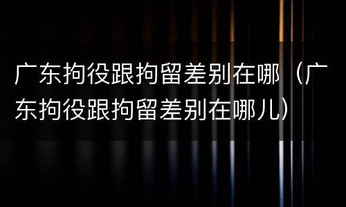 广东拘役跟拘留差别在哪（广东拘役跟拘留差别在哪儿）