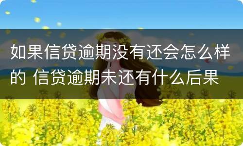 如果信贷逾期没有还会怎么样的 信贷逾期未还有什么后果