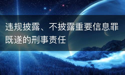 违规披露、不披露重要信息罪既遂的刑事责任