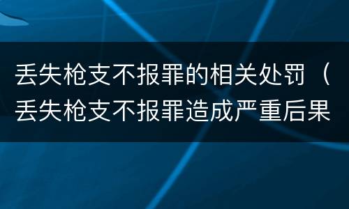 丢失枪支不报罪的相关处罚（丢失枪支不报罪造成严重后果）