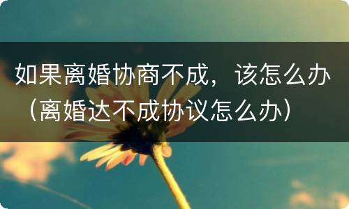 如果离婚协商不成，该怎么办（离婚达不成协议怎么办）
