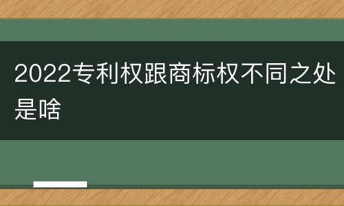 2022专利权跟商标权不同之处是啥