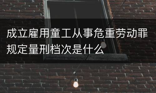 成立雇用童工从事危重劳动罪规定量刑档次是什么