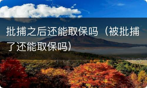 批捕之后还能取保吗（被批捕了还能取保吗）