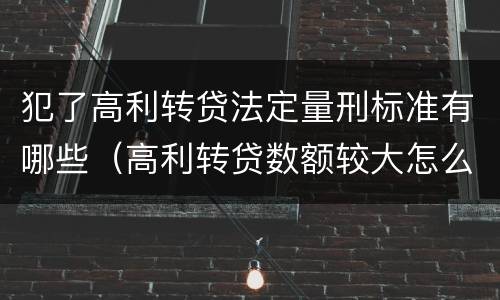 犯了高利转贷法定量刑标准有哪些（高利转贷数额较大怎么量刑）